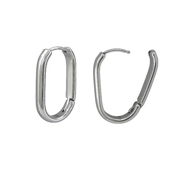 Créoles ovales larges 25x4 mm – Acier inoxydable argenté - Alberto Bijoux