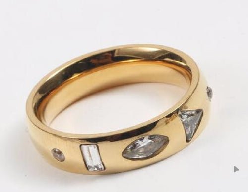 Bague "Prismatica" – Dorée & Pierres Multi - formes - Alberto Bijoux