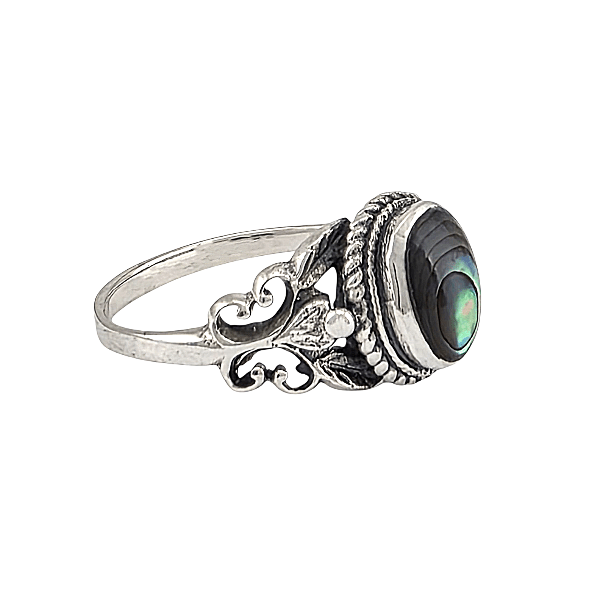 Bague Statement Argent Sterling avec Abalone - Style Bohème Vintage - Alberto Bijoux