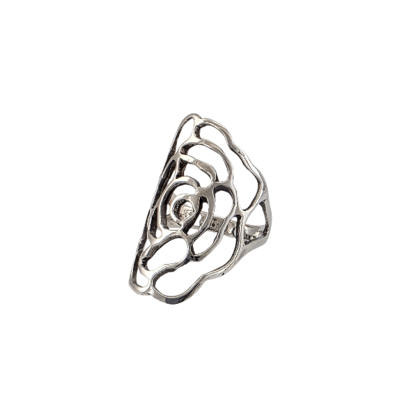 Rose Éternelle Argent Sterling 925 - Bague Florale Ajourée - Alberto Bijoux
