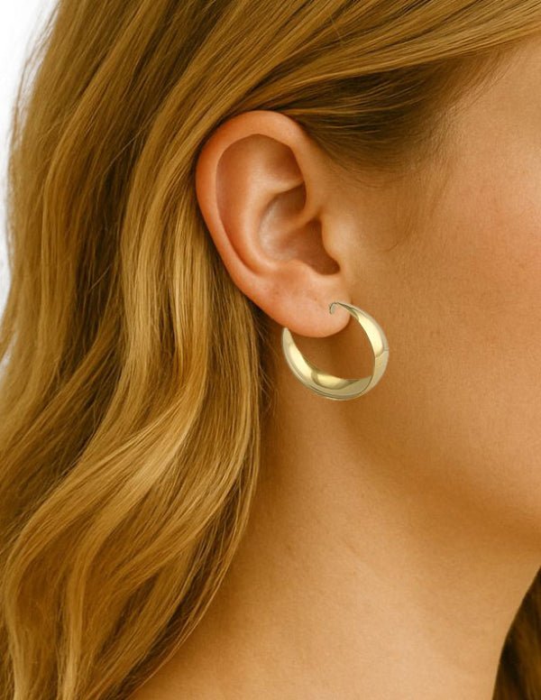 Boucles d’oreilles argentées en acier inoxydable – Courbes audacieuses modernes - Alberto Bijoux