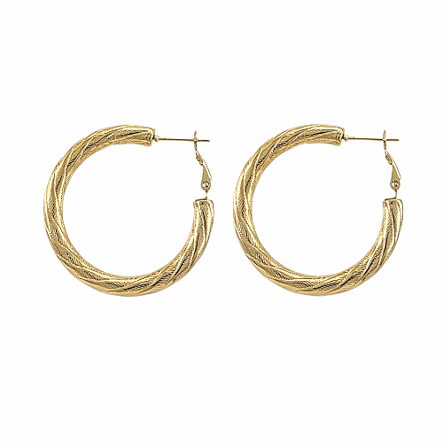 Boucles Sculpées Torsadées – Acier Doré (20 mm ou 30 mm) - Alberto Bijoux
