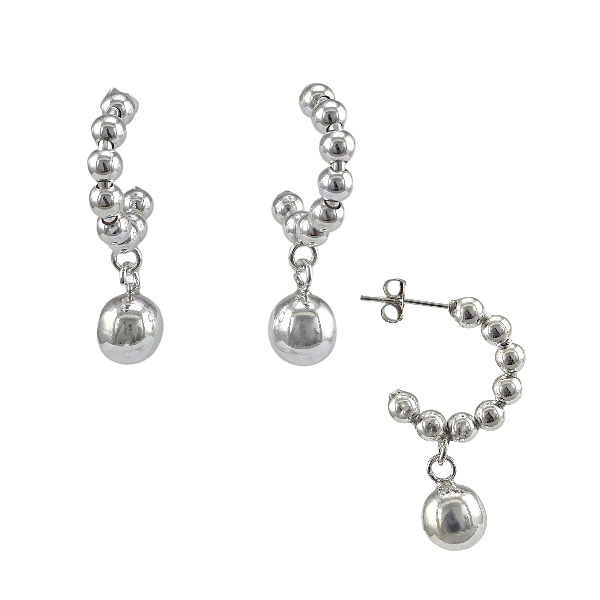 Boucles d’oreilles créoles perlées en argent 925 - Alberto Bijoux