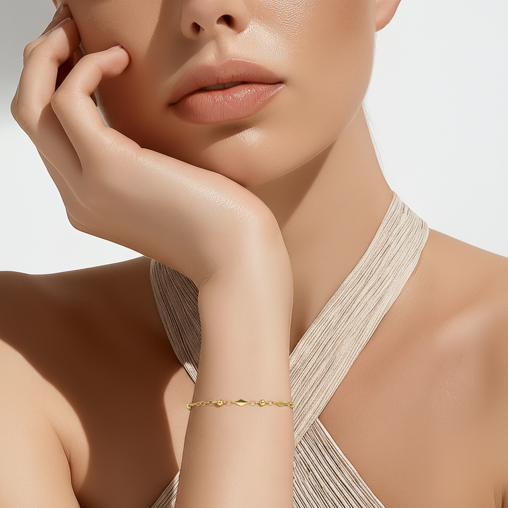 Orion – Bracelet Doré Géométrique & Billes - Alberto Bijoux