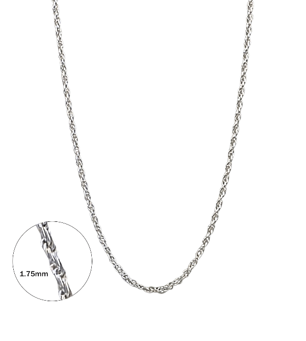 Collier chaîne argent sterling maille blé 1.75mm - Longueurs 16 à 20 pouces - Alberto Bijoux