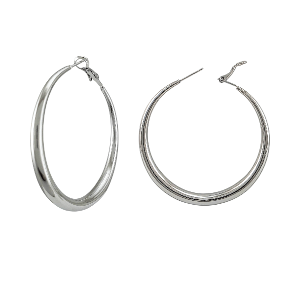 Créoles argentées en acier inoxydable 45 mm – Élégance intemporelle - Alberto Bijoux