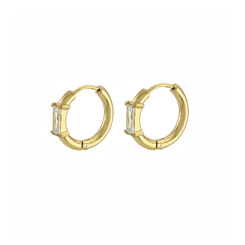 Huggies Dorées à Pierre Rectangulaire - Alberto Bijoux