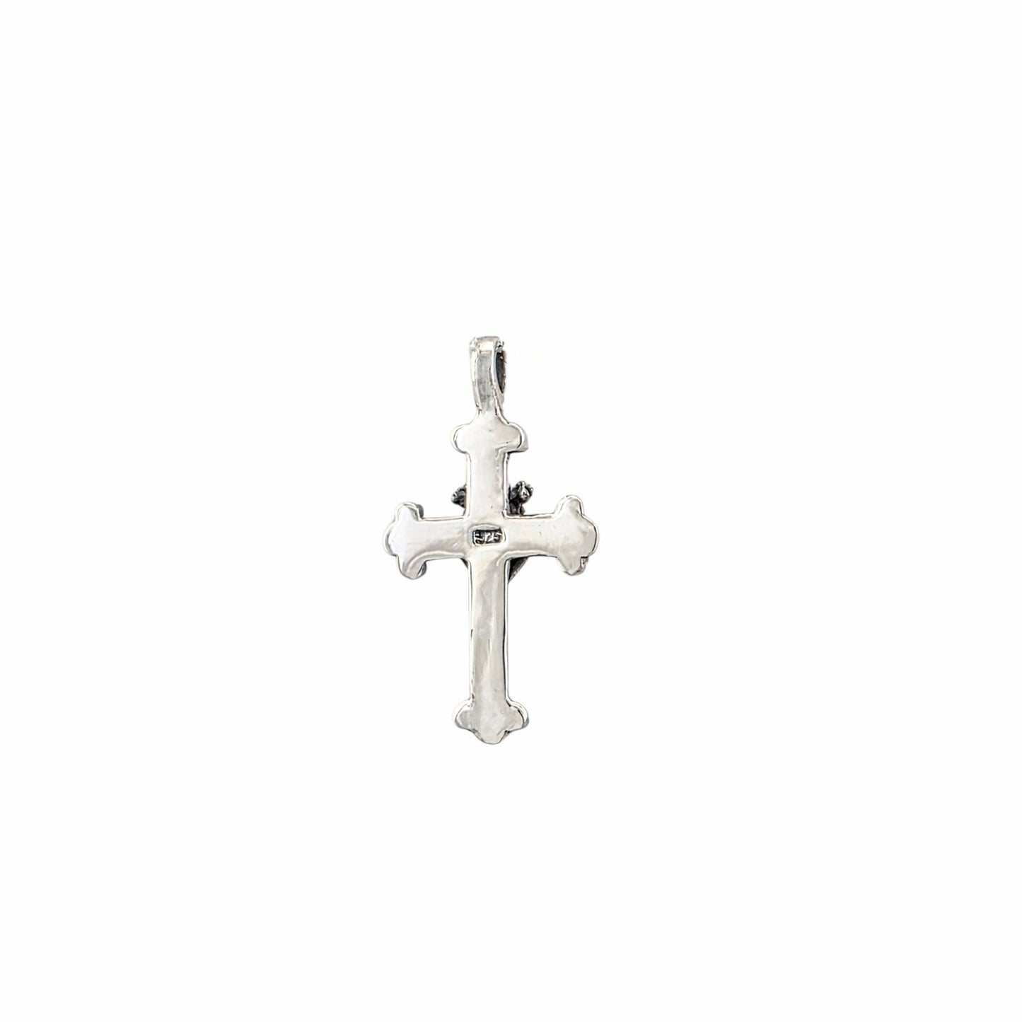 Pendentif croix gothique cœur couronné en argent sterling 925 oxydé 35x19mm, bijoux Montréal