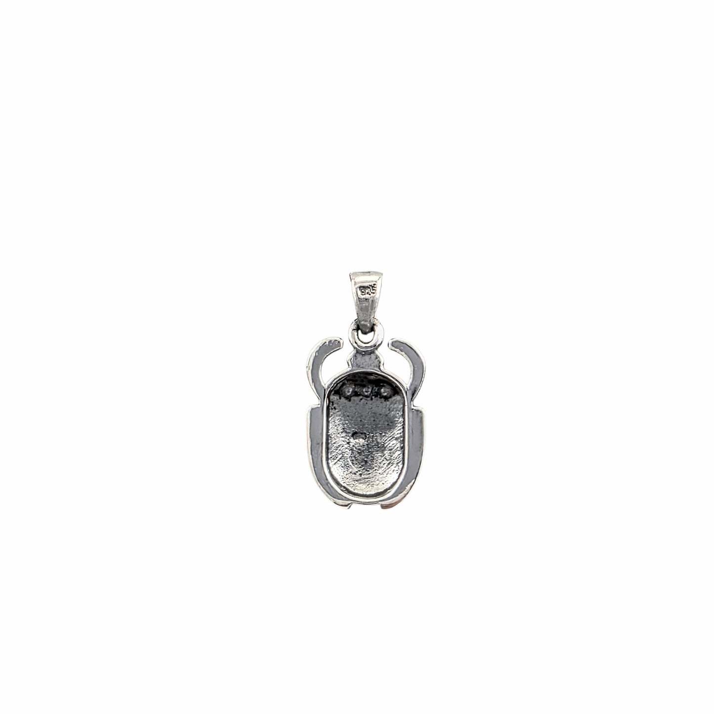 Pendentif scarabée égyptien hiéroglyphes argent sterling 925 finition oxydée 28x15mm — Alberto Bijoux Montréal