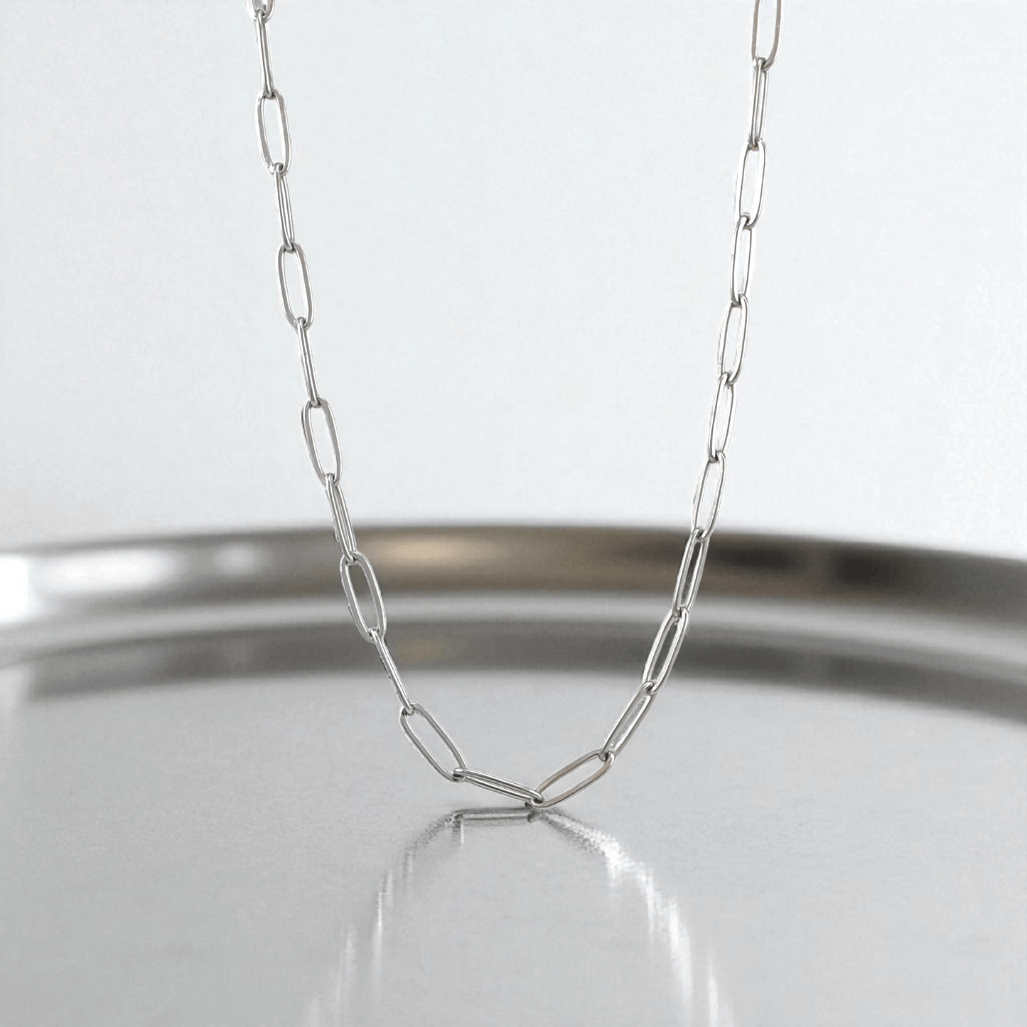 Collier chaîne acier inoxydable paperclip 3.5mm - Longueurs 16 à 22 pouces - Alberto Bijoux