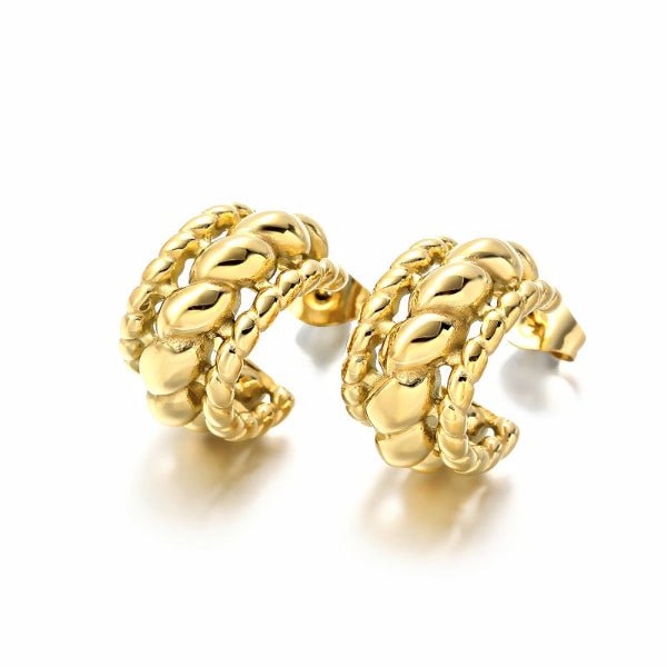 Tressia – Mini Créoles Tressées Dorées - Alberto Bijoux