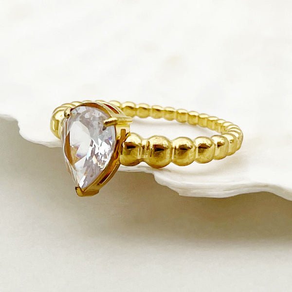 Amora – Bague Dorée Perles & Cœur - Alberto Bijoux