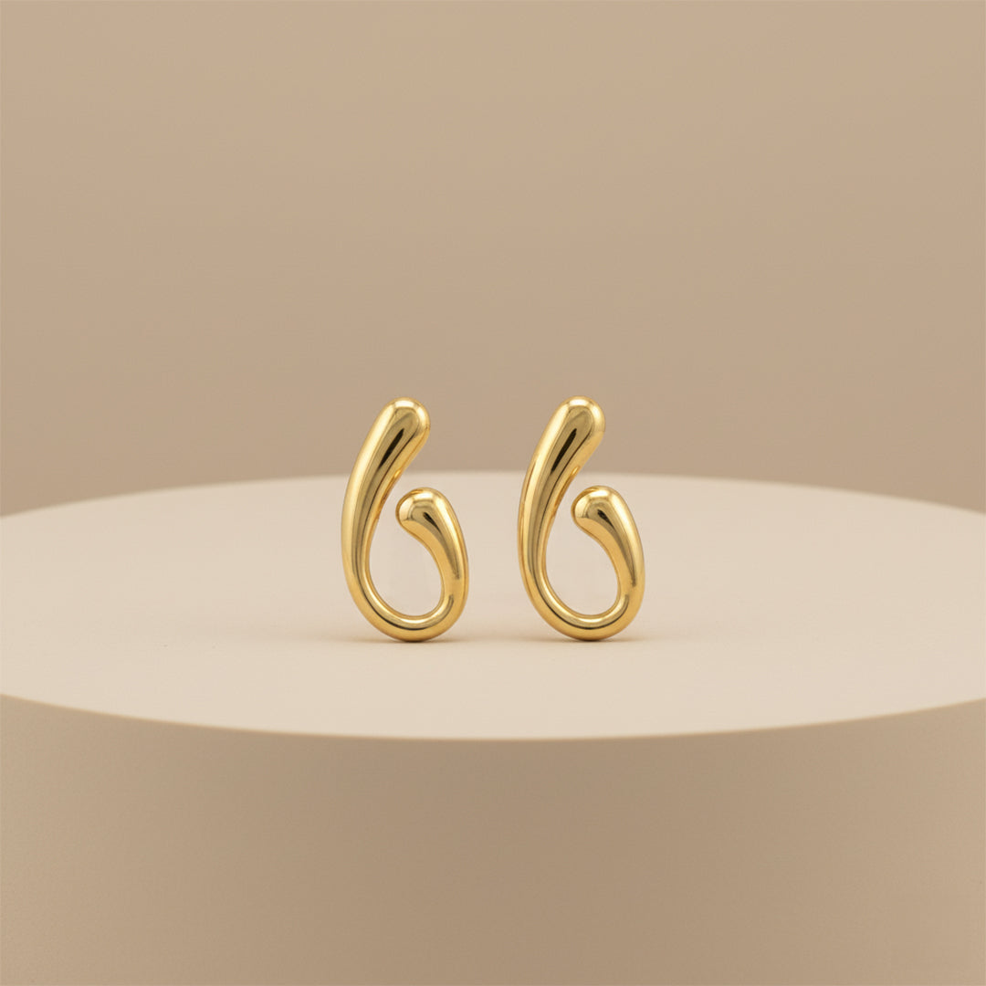 Product shot of gold earrings