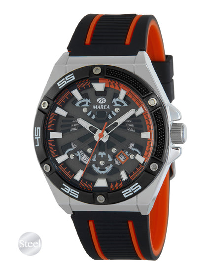Montre Sport Homme Marea – Acier et Bracelet Silicone Bleu, 43 mm