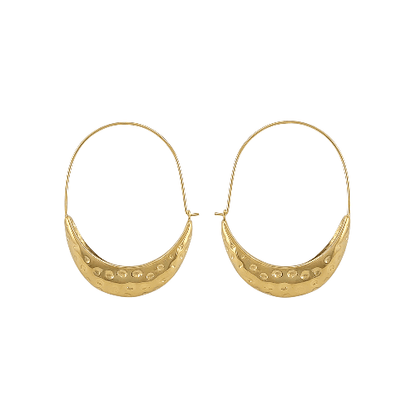 Luna Martelée – Boucles d’Oreilles en Acier Doré - Alberto Bijoux