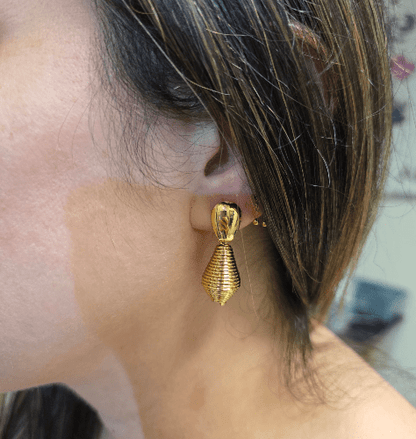 Boucles d’oreilles Goutte Torsadée en Acier Doré - Alberto Bijoux