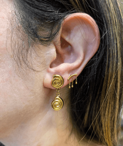 Boucles d’oreilles Double Spirale en Acier Doré - Alberto Bijoux