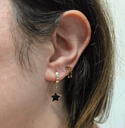 Huggies Étoiles Noires – Acier Doré - Alberto Bijoux