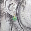 Paire de boucles d’oreilles dorées avec disque vert en pierre naturelle, vue de face
