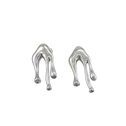 Abstract Liquid Stainless Steel Earrings – Organic Design 