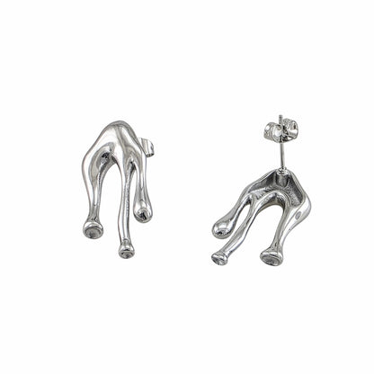 Abstract Liquid Stainless Steel Earrings – Organic Design 