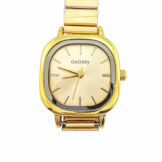 Montre Carrée Dorée en Acier Inoxydable – Élégance Intemporelle
