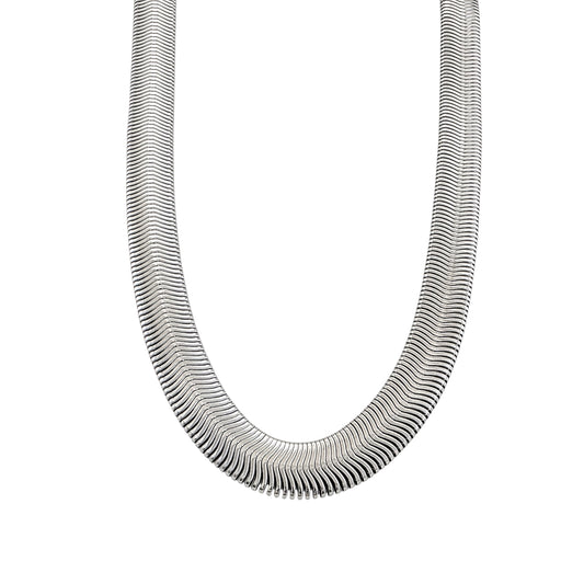 10mm Flat Snake Chain Necklace in Stainless Steel – Wide &amp; Elegant