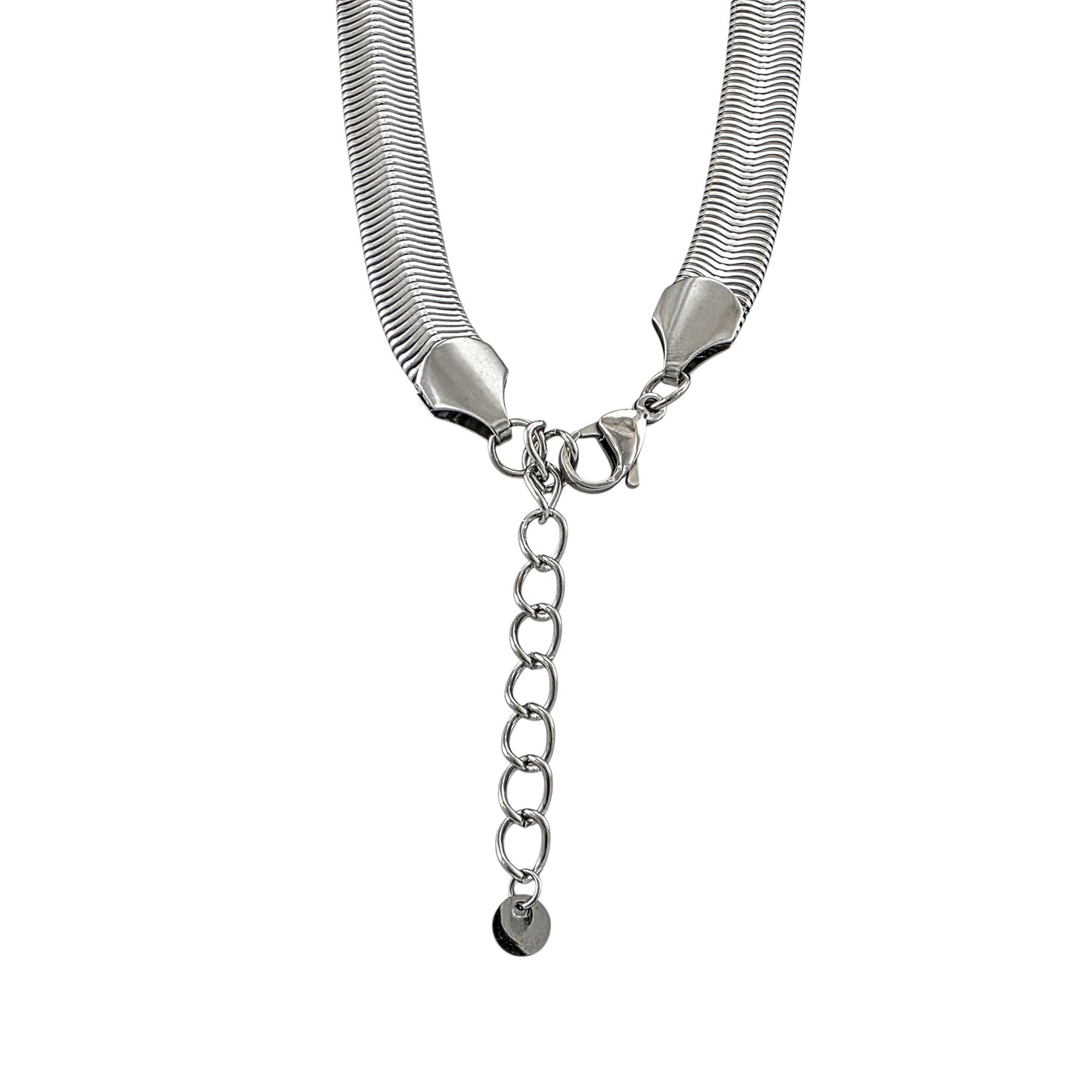 10mm Flat Snake Chain Necklace in Stainless Steel – Wide &amp; Elegant