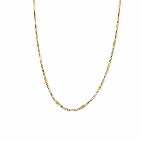 Gold-Plated Stainless Steel Curb Station Chain Necklace – 2.5mm Elegant &amp; Trendy 
