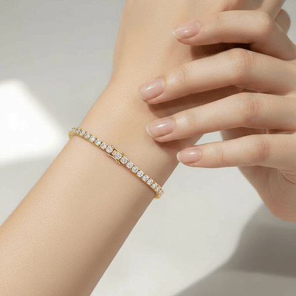 Bracelet Tennis LUXOR – Zirconias AAA 4mm & finition dorée premium - Alberto Bijoux