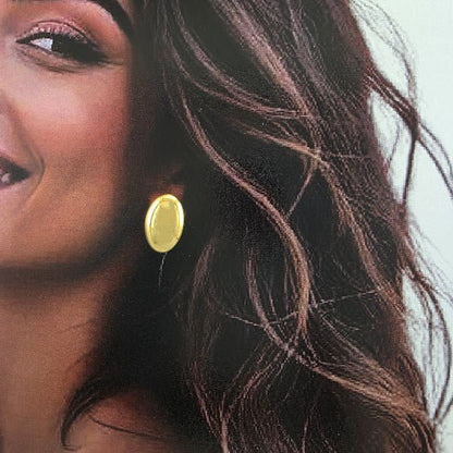 Boucles d’oreilles ovales en acier inoxydable doré 23x15 mm – Élégance moderne - Alberto Bijoux