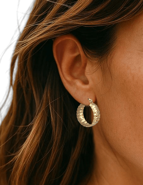 Créoles texturées 20 mm – Acier inoxydable doré ou argenté - Alberto Bijoux