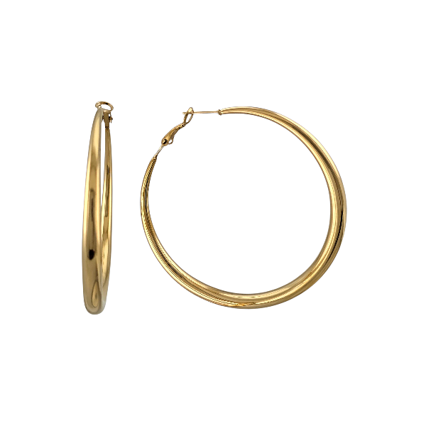 Créoles argentées en acier inoxydable 45 mm – Alberto Bijoux Montréal