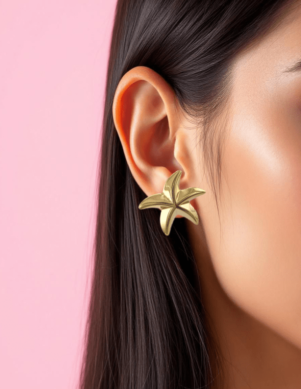 Boucles d’oreilles étoile de mer 30x30 mm – Acier inoxydable doré ou argenté - Alberto Bijoux