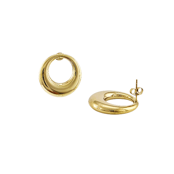 Boucles d’oreilles rondes ajourées dorées 25 mm – Alberto Bijoux Montréal