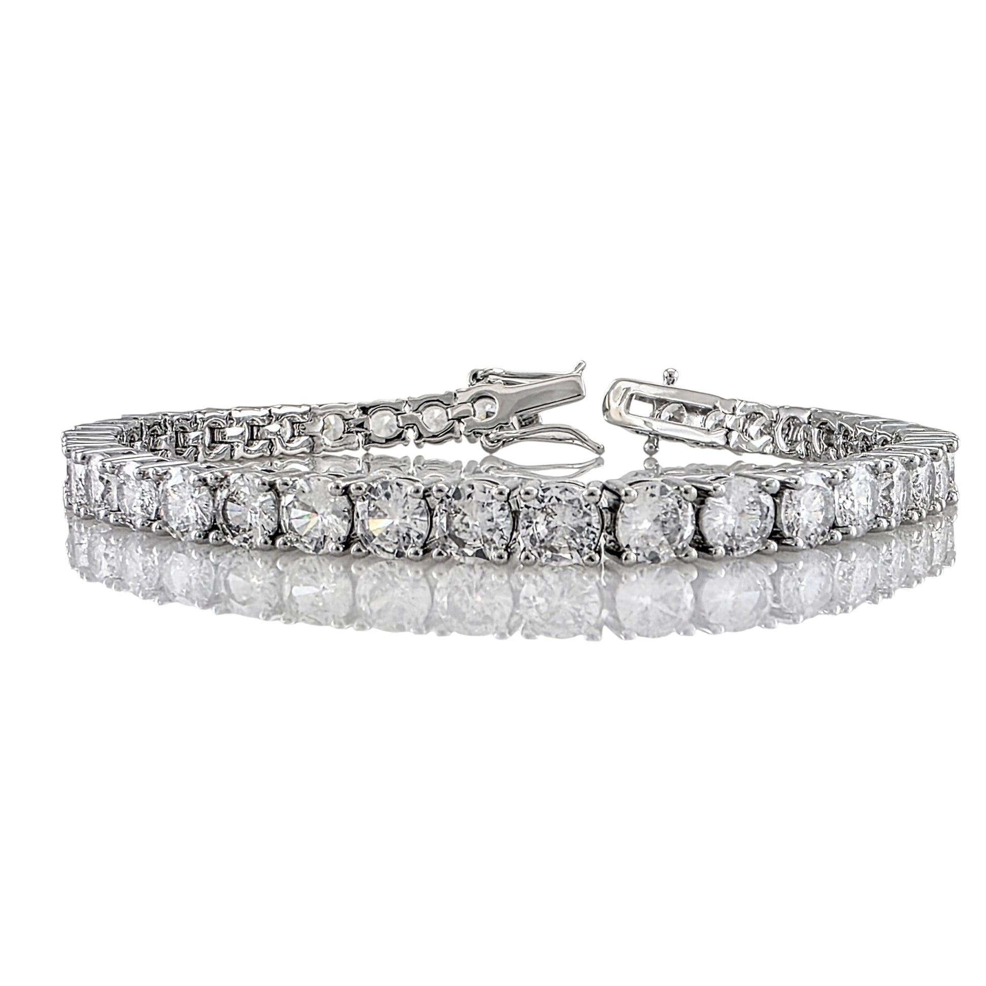 Bracelet tennis argenté en zircone cubique AAA avec fermoir triple sécurité