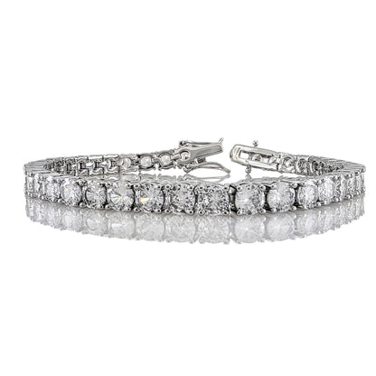 Bracelet tennis argenté en zircone cubique AAA avec fermoir triple sécurité