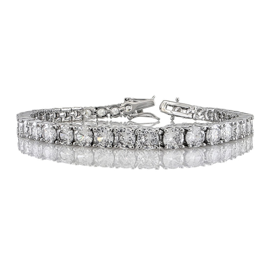 Bracelet tennis argenté en zircone cubique AAA avec fermoir triple sécurité