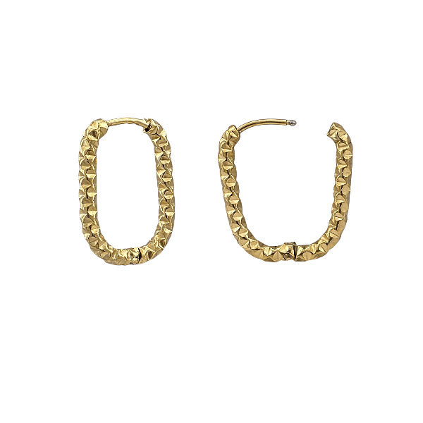 Boucles d’oreilles rectangulaires texturées 20x15 mm – Acier inoxydable doré - Alberto Bijoux