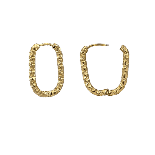 Boucles d’oreilles rectangulaires texturées 20x15 mm – Acier inoxydable doré - Alberto Bijoux