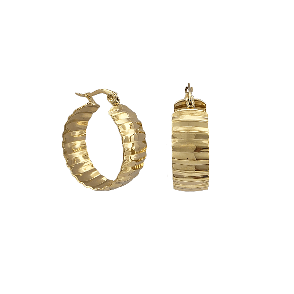 Créoles texturées 20 mm – Acier inoxydable doré ou argenté - Alberto Bijoux