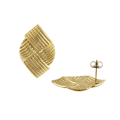 Boucles d’oreilles texturées en losange – Acier inoxydable doré - Alberto Bijoux