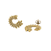 Boucles d’oreilles en arc feuillage doré sur fond blanc