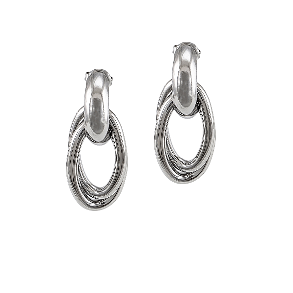 Éclat entrelacé – Boucles d’oreilles argentées 35x15 mm en acier inoxydable - Alberto Bijoux