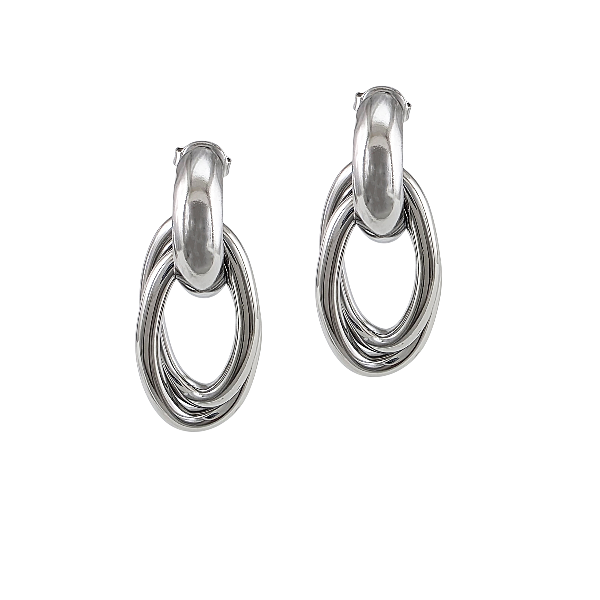 Boucles d’oreilles Éclat entrelacé argentées 35x15 mm vue de face