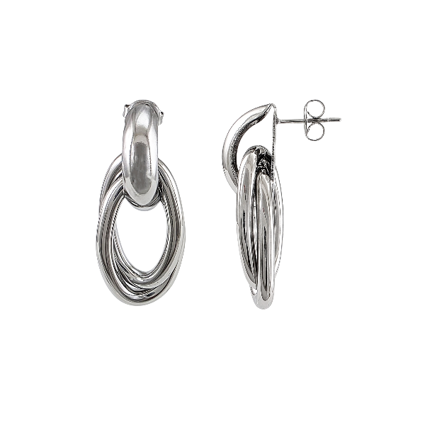 Boucles d’oreilles Éclat entrelacé argentées 35x15 mm vue de face