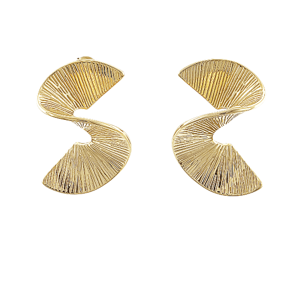 Ondes dorées – Boucles d’oreilles design 42x28 mm en acier inoxydable - Alberto Bijoux