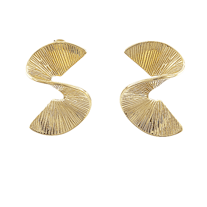 Ondes dorées – Boucles d’oreilles design 42x28 mm en acier inoxydable - Alberto Bijoux