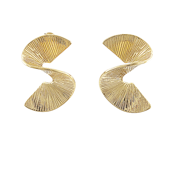 Boucles d’oreilles Ondes dorées 42x28 mm vue de face