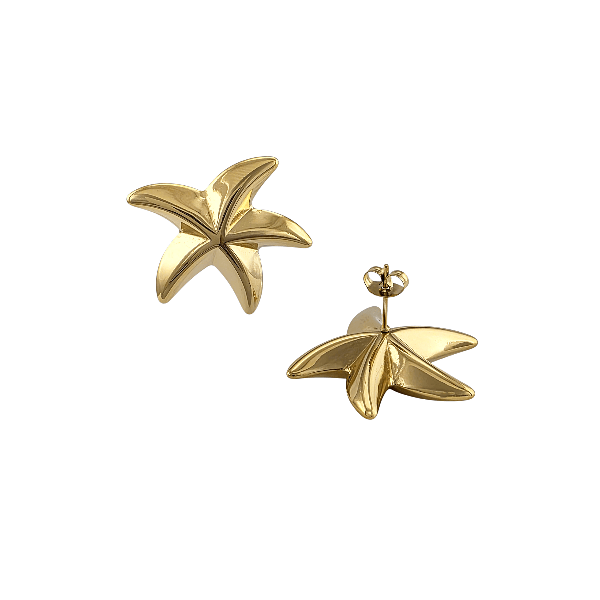 Boucles d’oreilles étoile de mer 30x30 mm – Acier inoxydable doré ou argenté - Alberto Bijoux